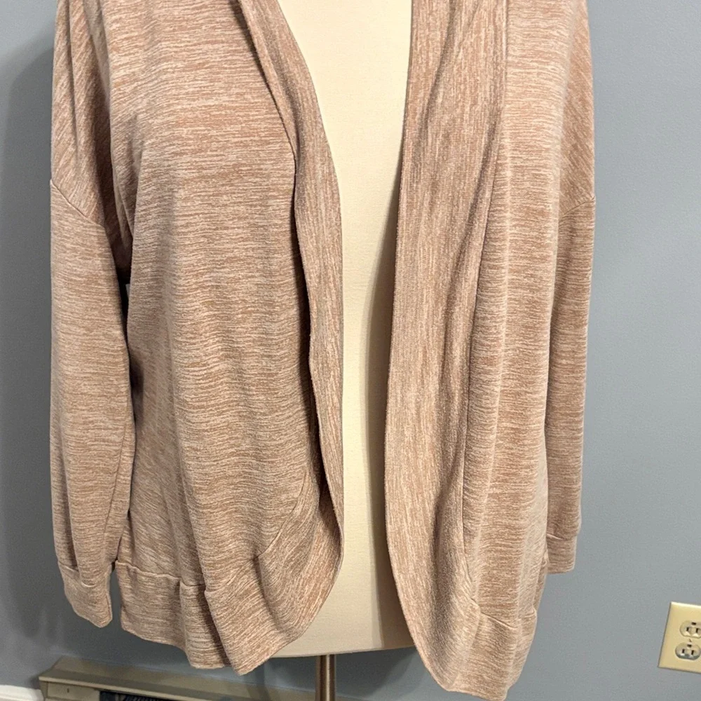 Livi Active Open-Front Drape Cardigan - Beige/Cream - Picture 3 of 5